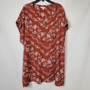 Maurices Rust Floral Button Front Blouse Size 3x Plus